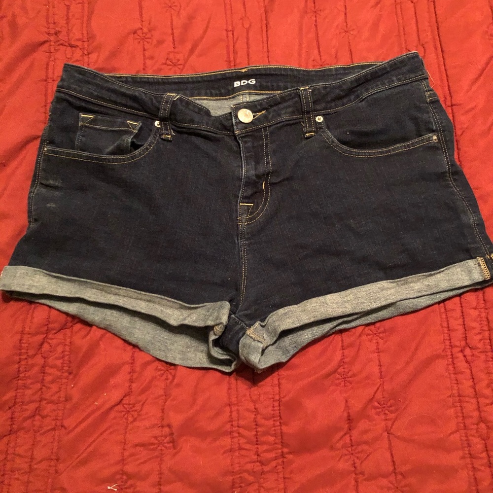 Dark wash denim shorts